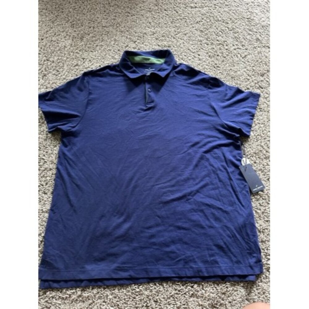Daniel Hechter Paris Pima Cotton Blend Blue Short Sleeve Polo Size XL Collar